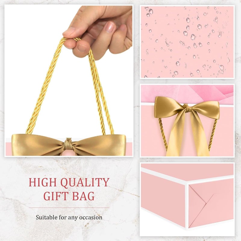 JMANNI Gift Bags, 1PCS Gift Bags Large with Ribbon and 1 Greeting Cards 2 Tissue Paper, Portable Paper Gift Bag with Handles, Birthday Gift Bags,Present Bags for Wedding Party Mothers Day - Image 4